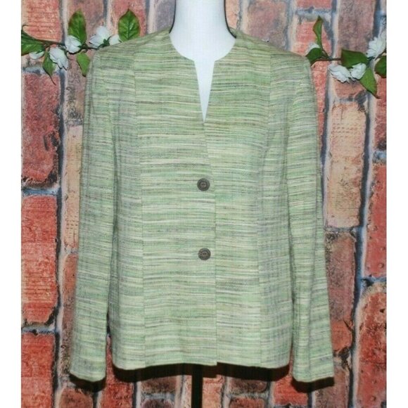 Alfred Dunner Ladies 8 Shades of Green Woven Blazer Jacket Size 8 Career Church - Picture 1 of 9